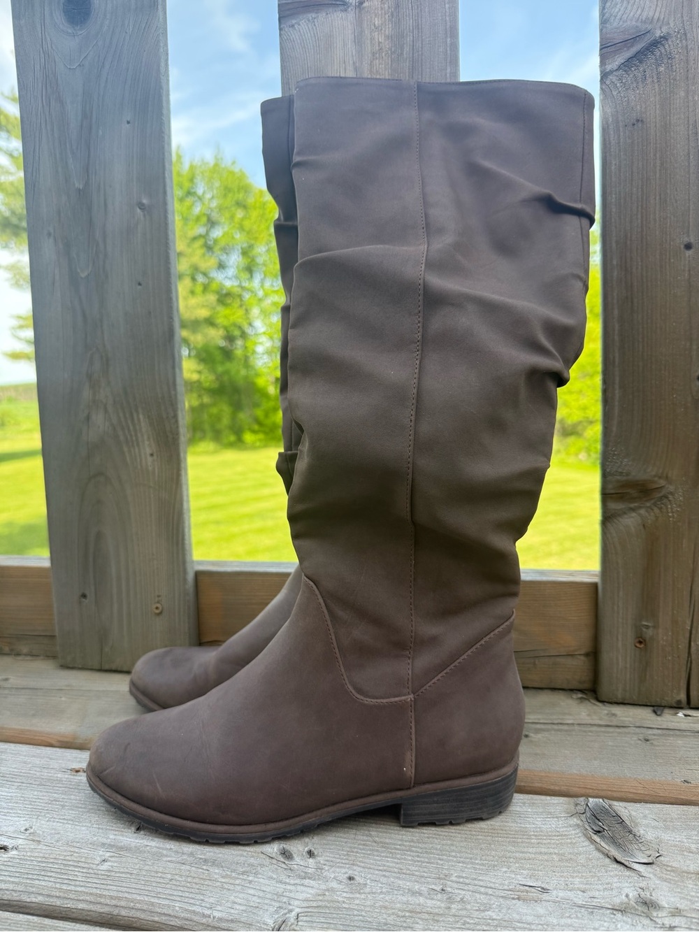 Women's Brown Slouch Knee-High Boots